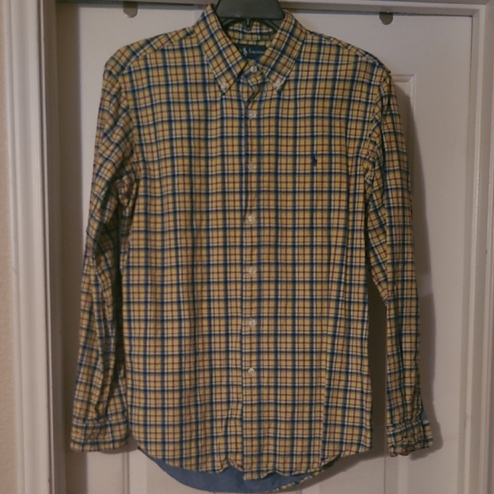 Polo Ralph Lauren Yellow and Blue Checkered Men's Shirt
